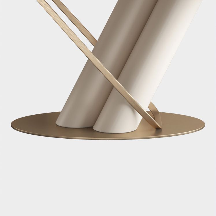 Minimalist Rectangle Dining Set for 4/6 with Glod Chairs Sintered Stone Dining Table with Metal Base