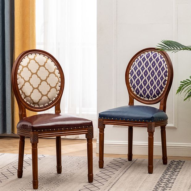 Solid Wood Country Style Dining Chair Matte Finish King Louis Back Side Chair