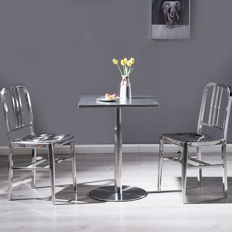 Industrial Style Stainless Steel Dining Table Square Table for Dinning Room