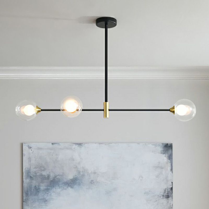 Linear Ceiling Pendant Light Minimalist Glass Hanging Lamp in Black