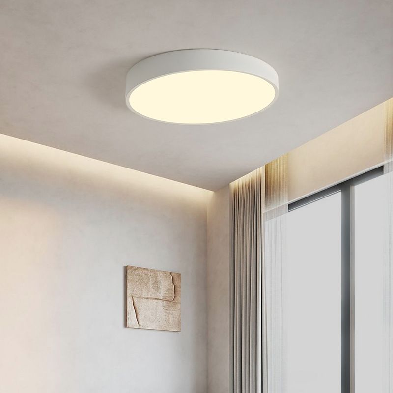 Schlafzimmer Circle Flush Mount Ceiling Licht Metall LED Einfache Deckenlampe in Weiß