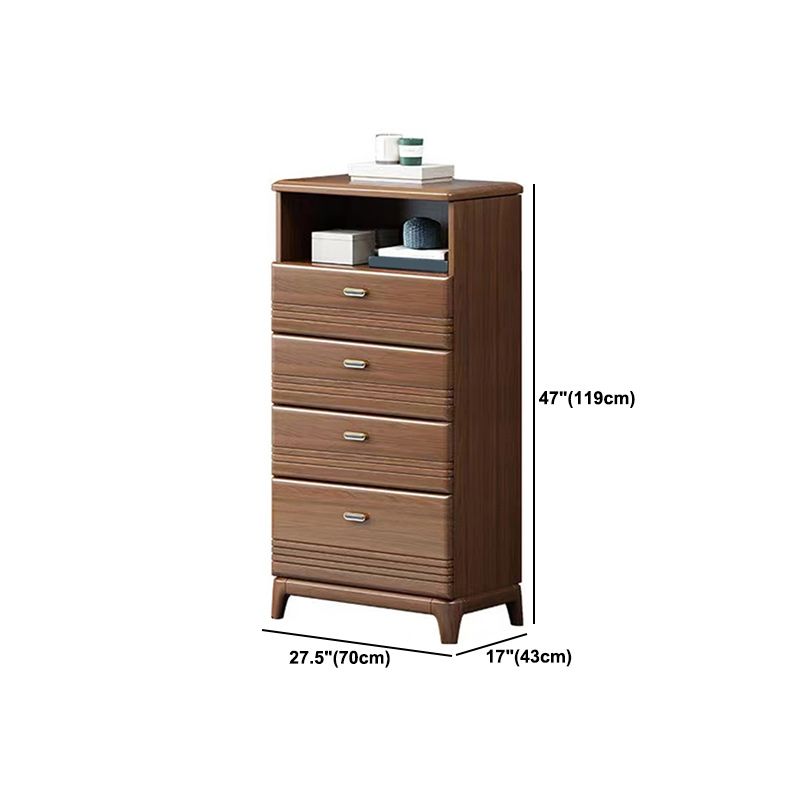 Mid-Century Modern Chest with 1 Shelf and Drawers and Legs in Walnut