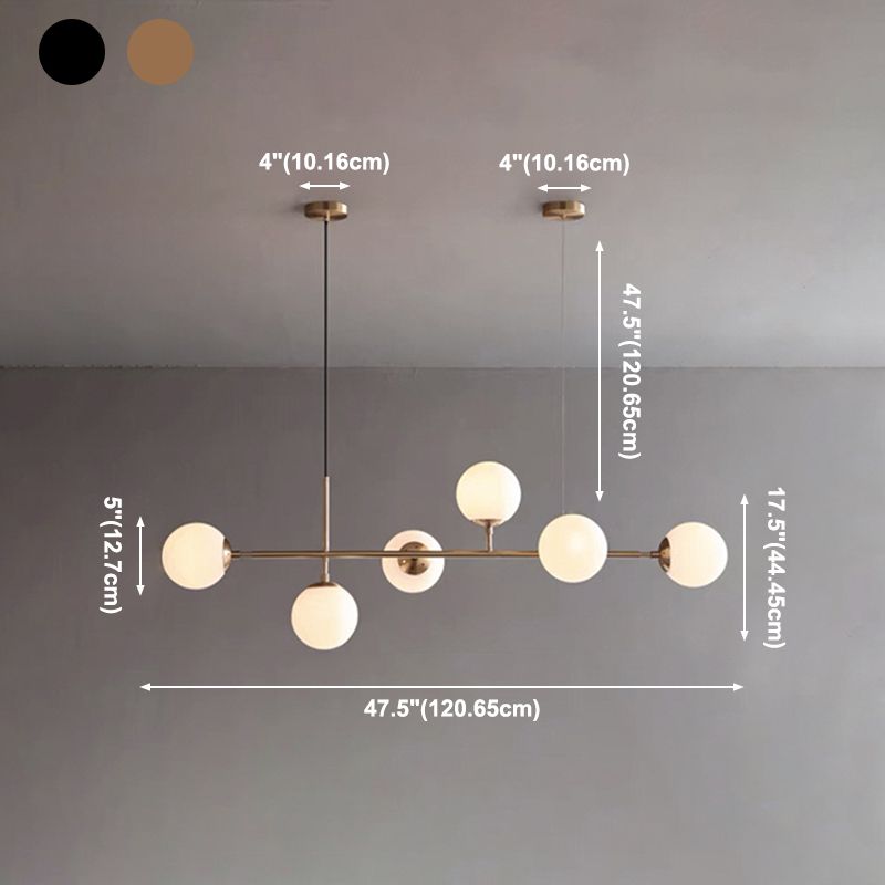 Modern Island Lamp Round Glass Shade Chandelier Light Fixture for Dining Room Kitchen