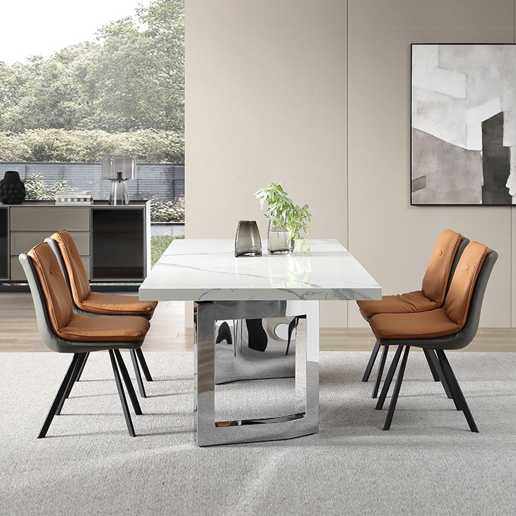 Modern 1/4/5/7 Pieces Dining Chairs Set Rectangle Stone Furniture in White