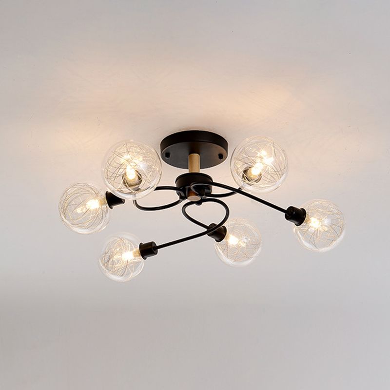 Multi Light Spherical Ceiling Lamp Modern Style Glass Ceiling Lighting for Living Room