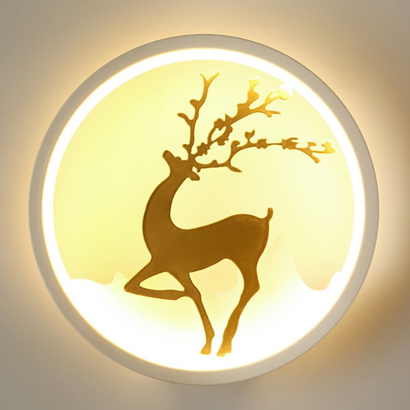 Forma de pared de metal de forma de ciervo estilo moderno de 1 luces de pared de pared.