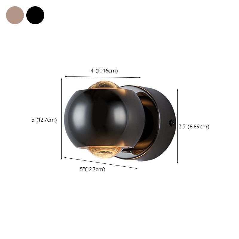 LED Modern Metal Wall Sconce Ball Shape Wall Light with Glass Shade for Bedroom