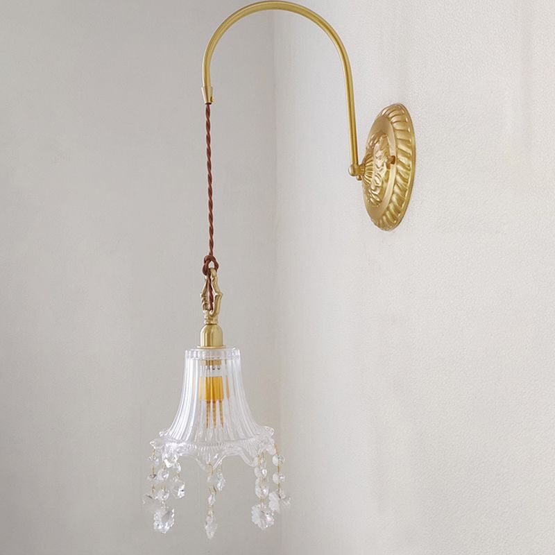 Metal Modern Wall Sconce Geometric Shape Wall Lamp with Crystal Shade