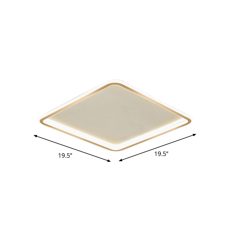 Goud extra dunne vierkante plafondlamp minimalisme acryl LED inbouwlamp in warm/wit licht, 16"/19,5"/23,5" breed