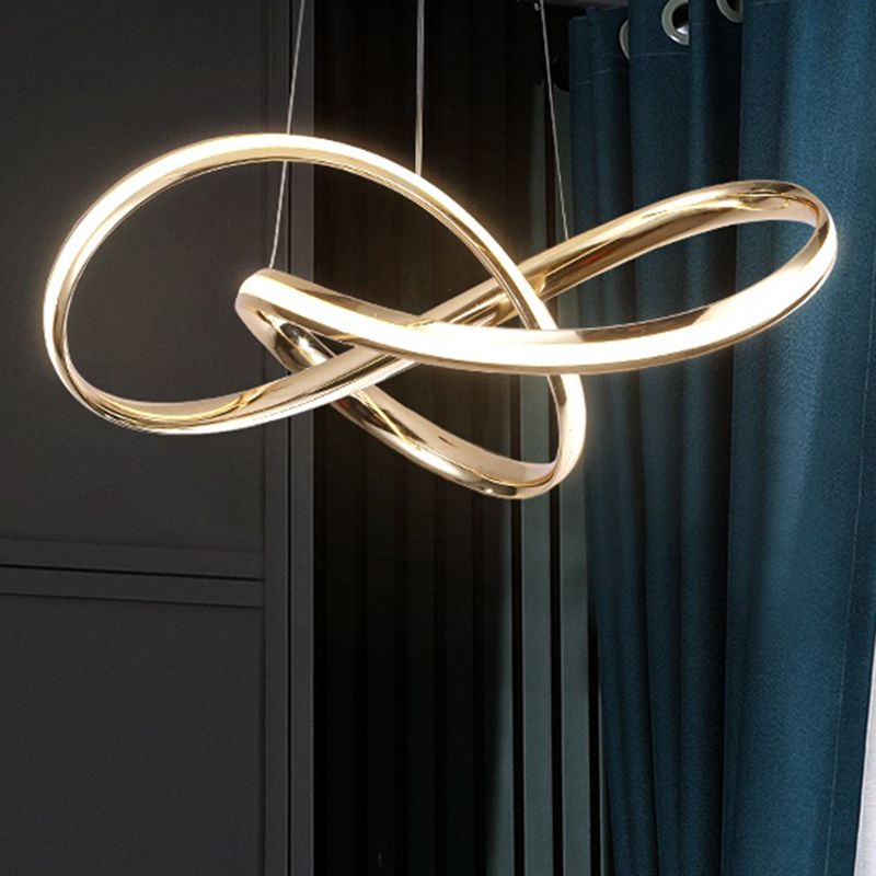 Twist Aluminum Chandelier Artistic Gold LED Hanging Ceiling Light for Dining Room