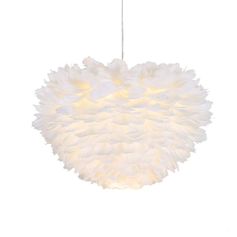 Art Deco Feather Pendant Lighting Modern Nordic Creative Globe Hanging Ceiling Light for Bedroom