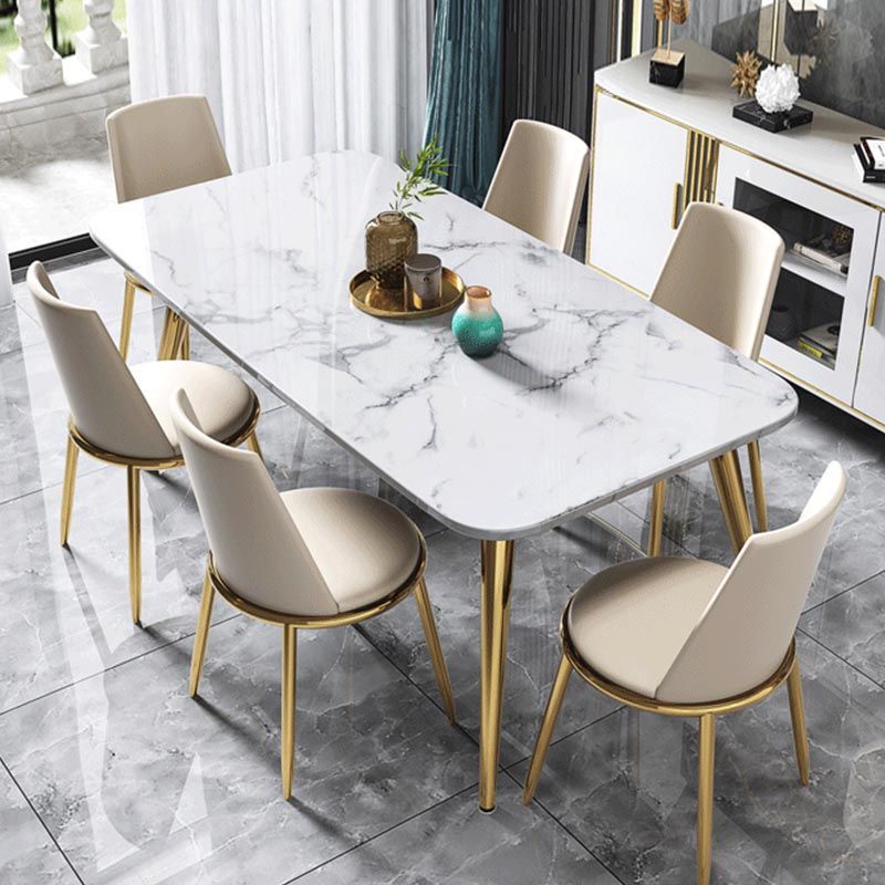 Glam Dining Side Chair Upholstered Side Chair with Gold Legs for Dining Room