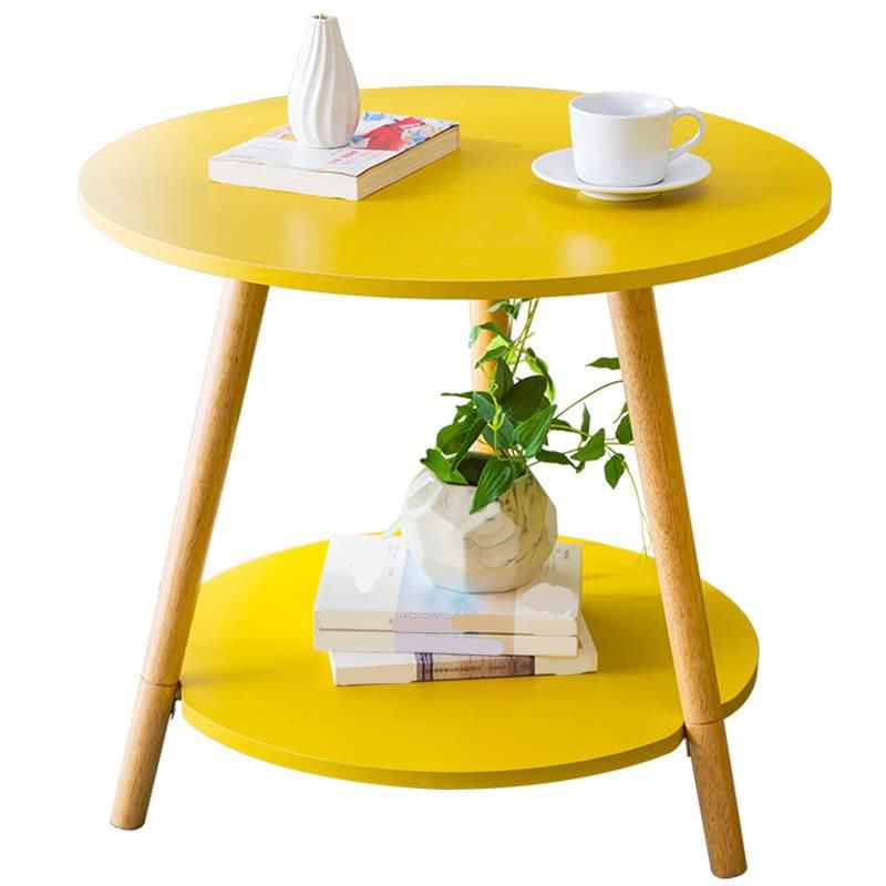 18.5/20.4/21.6" Tall Modern 3 Legs Side Table Wooden Round Top End Table with Shelf