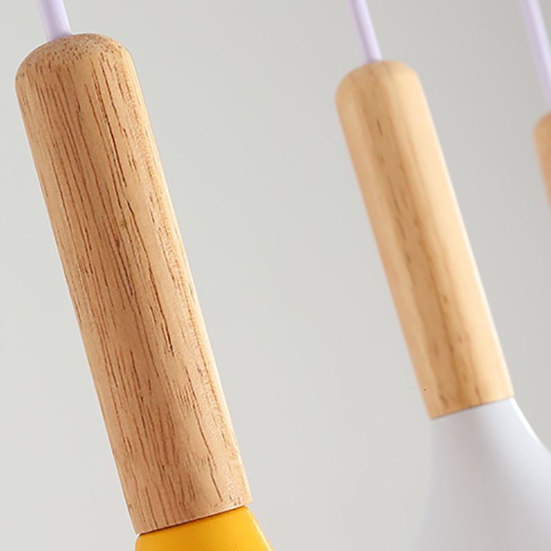 3 Lights Dining Room Pendant Lighting Macaron Metal Raindrop Shaped Multiple Hanging Light