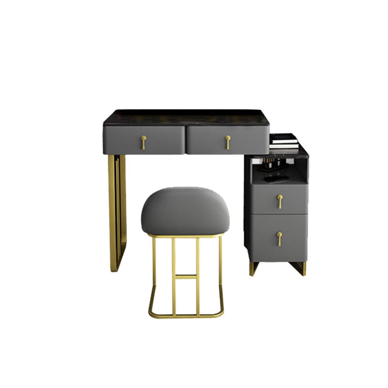 33.5" W Slate Vanity Table Modern 4 Drawers Makeup Vanity Table with Stool