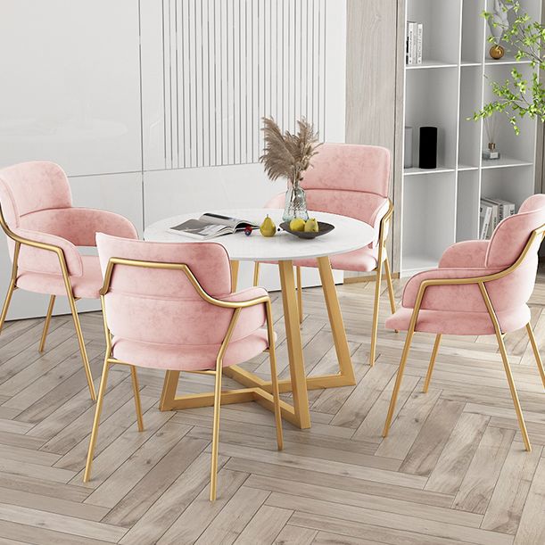 Traditional Faux Marble Top Dining Set with Gold Metallic Legs for Dining Furniture