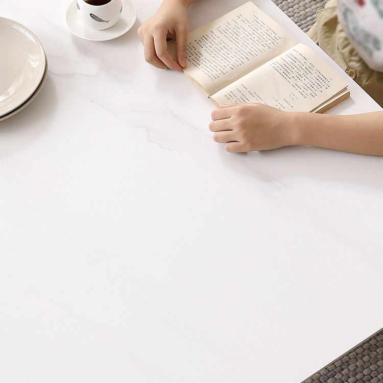 White Tone Dining Table Sintered Stone Table Industrial Style with 4 Legs