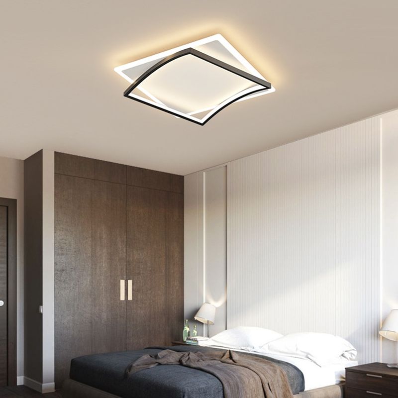 Acrylic Square Ceiling Mounted Fixture Modern Style Black-White LED Ceiling Flush Mount Light