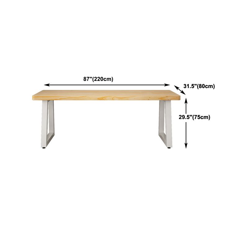 30"H Modern Office Desk Sled Rectangular Solid Wood Writing Desk