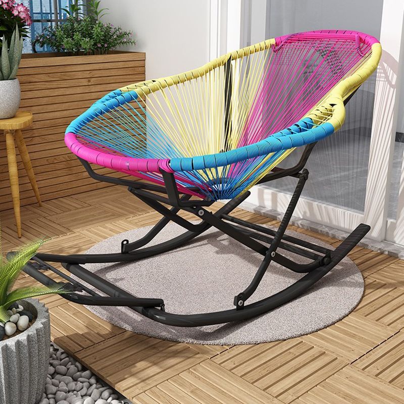 Contemporary Rocking Chair Woven Rope Rattan Rocking Chair in Living Room