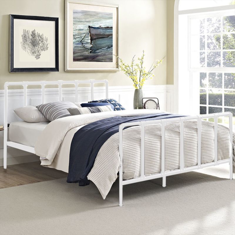 Industrial Style Bed Frame Iron Slat Bed with Headboard and Footboard