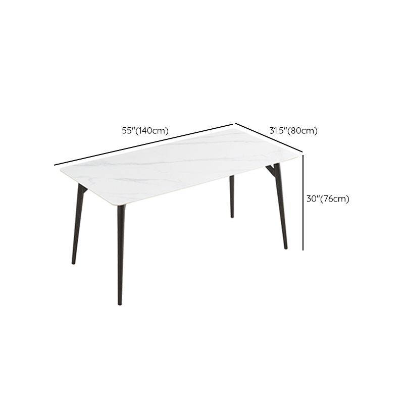 Contemporary Rectangular White Stone Top Dining Table with Legs