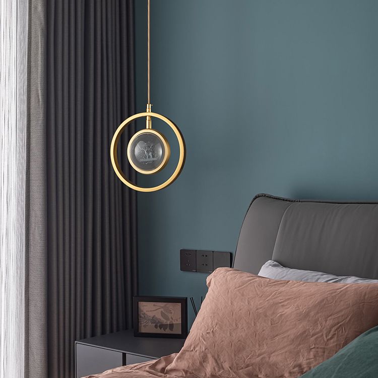 Forme sphérique de style moderne Hanging Light Crystal 1 Lumière Lumière suspendue en or