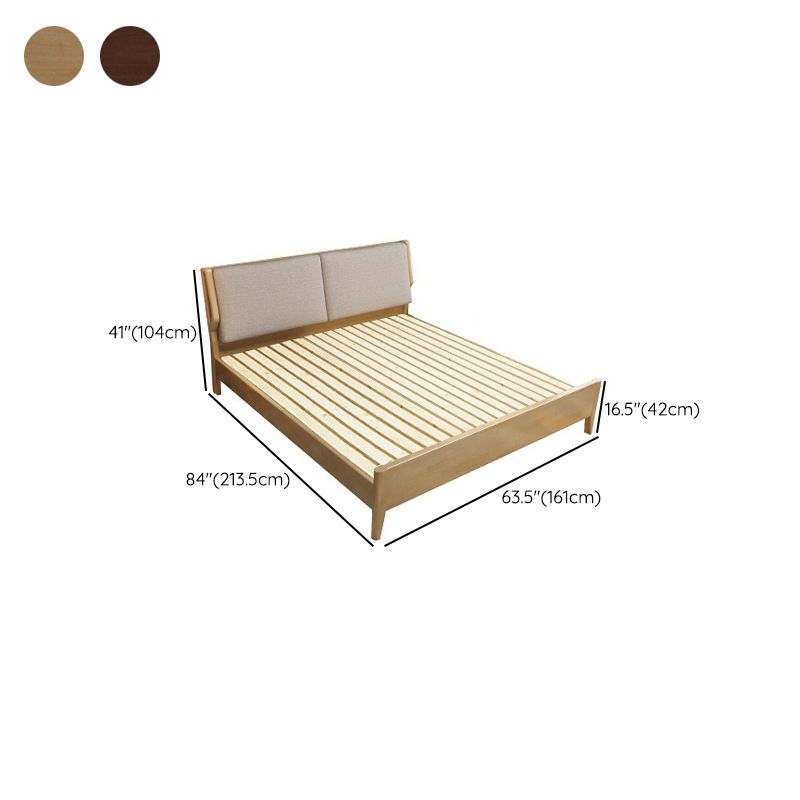Contemporary Solid Wood Standard Bed, Rectangular Upholstered Headboard Bed