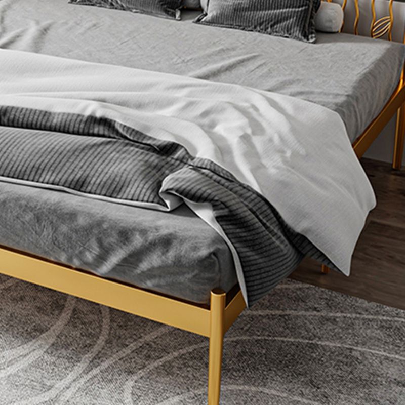 Glam Metal Open-Frame Bed with Rectangular Headboard, 45.3" Tall