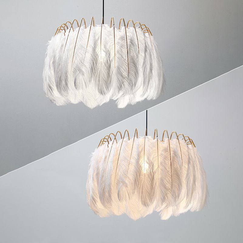 Moderner Stil Feder Kronleuchter Anhänger Lichtdecke hängende Licht für Schlafzimmer