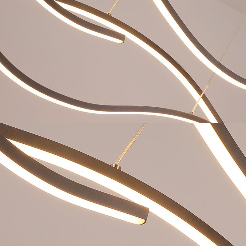 Linea ondata in stile nordico Led Light Minimalismo Metal Long Strip Apparecchiatura per sala da pranzo