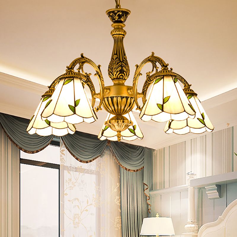 Cone Dome soggiorno lampadario tiffany in stile vetro a sospensione vintage in beige