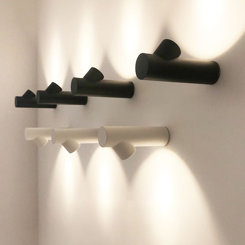 Nordic Tree Pole Wall Lighting Ideas Metal Bedside LED Flush Wall Sconce in Black/Grey/White