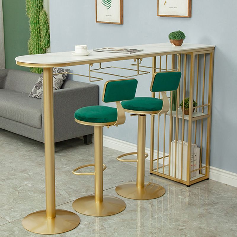 Modern Free Form Bar Dining Table Metal and Stone Bar Table for Living Room