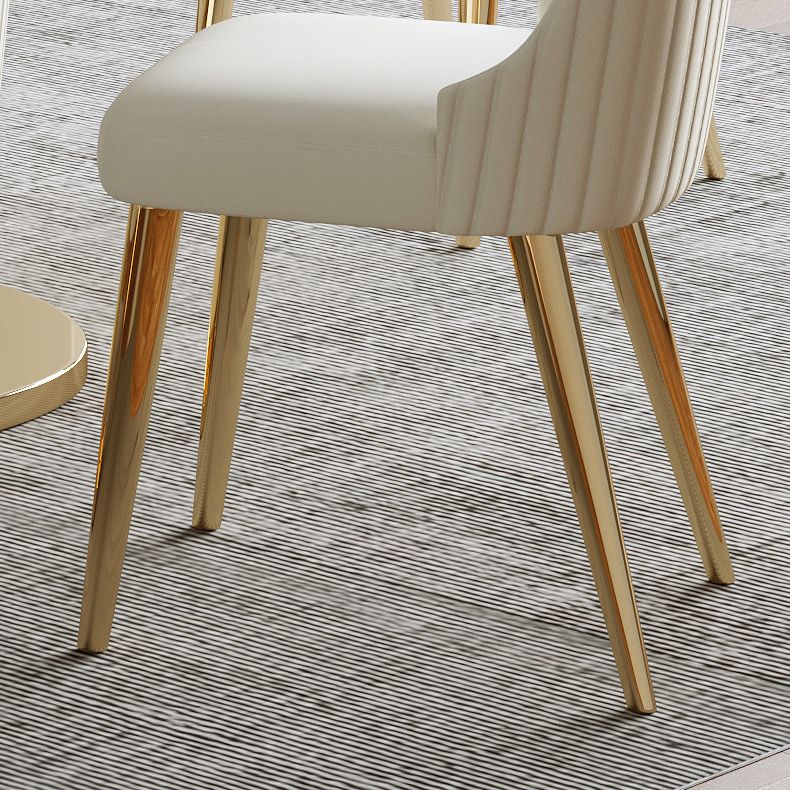 Glam Sintered Stone White Dining Room Set with Round Table Dining Table Furniture