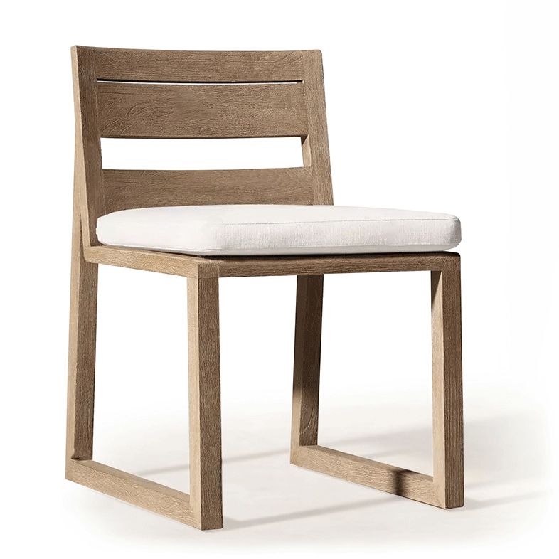 Modern Natural Patio Dining Chair with UV Protective Finish Cushion