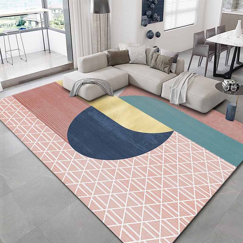 Gorgeous Polyester Carpet Modern Houndstooth Pattern Rug Living Room Carpet with Non-Slip Backing