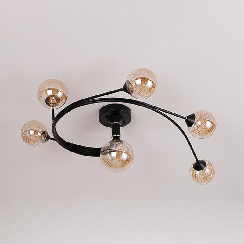 Globe contemporain Flush Lightture Glass Flush Mount Lamps en noir