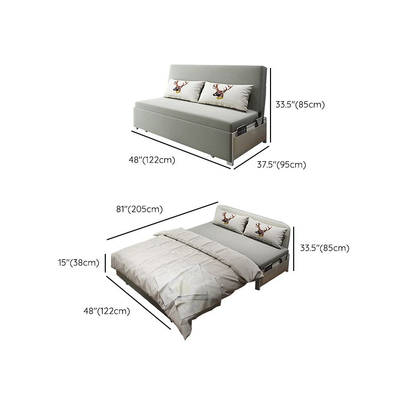 Gray Armless Seating with Pillows Convertible Sofa Bed with Storage