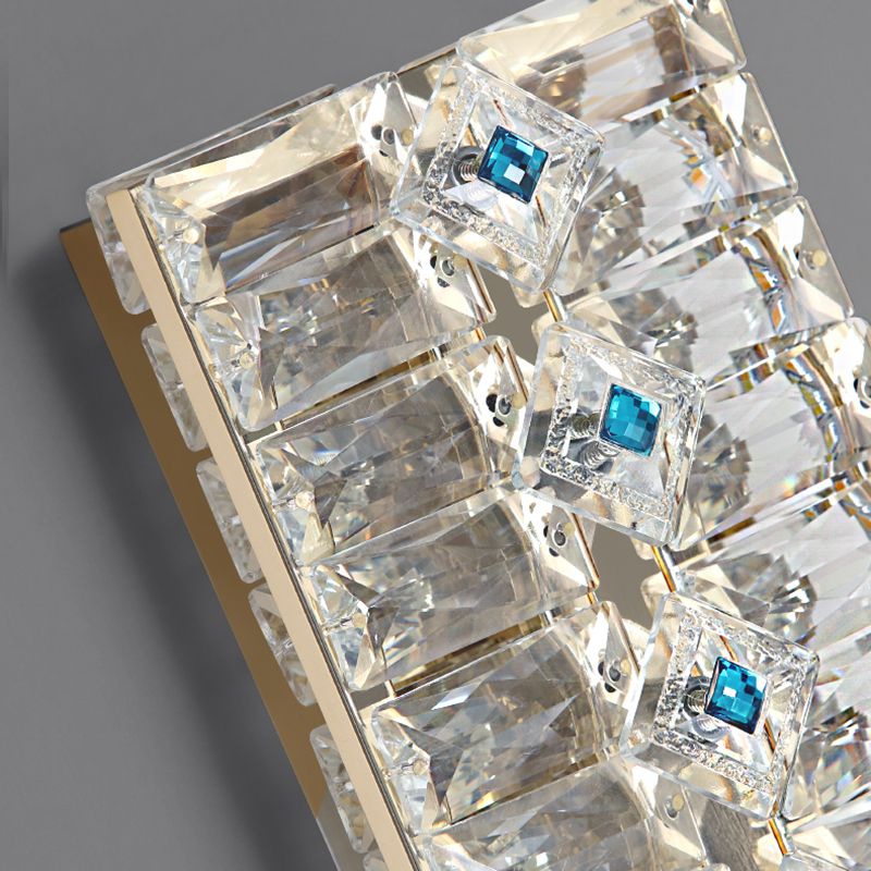 Quadratische Schattenkristallwandleuchter moderner Stil 2 Lichter Wandmontage Leuchte in Gold