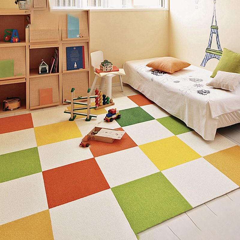 Indoor Carpet Tiles Square Color Block Level Loop Bedroom Carpet Tiles