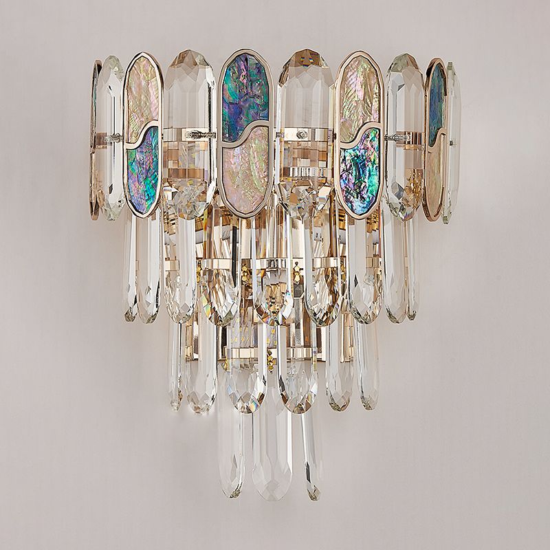 Modern Style Layered Wall Light Crystal 3 Lights Sconces for Bedroom