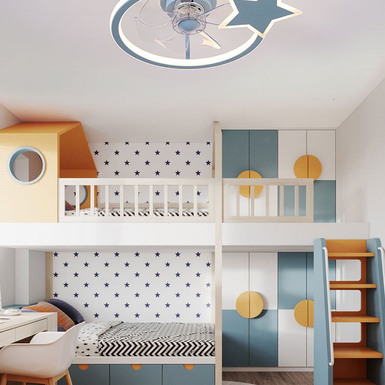 Cartoon LED Semi Flush Lampe Circular Fan Ventimeur avec une teinte acrylique pour la salle des enfants