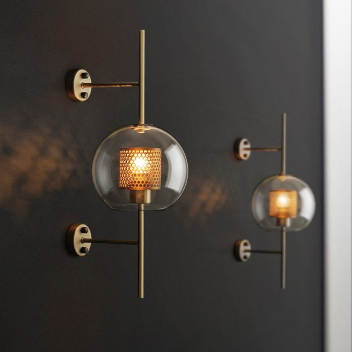1 Licht industrielle klare Glaswandleuchte Goldwandlampe für Schlafzimmer