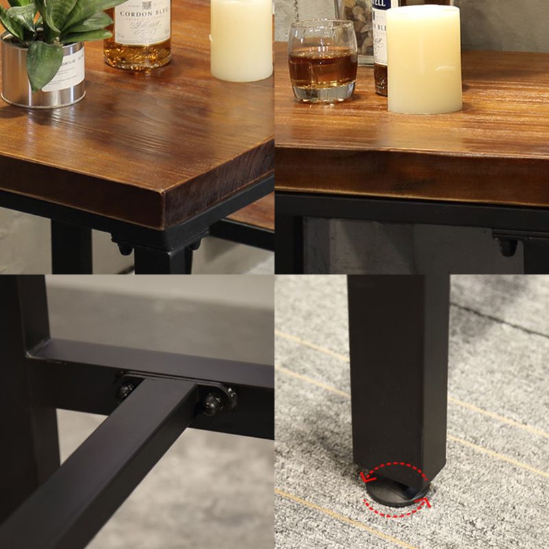 Modern Squared Bar Dining Table Indoor Wood Bar Height Table with Iron Base 42-Inch Top