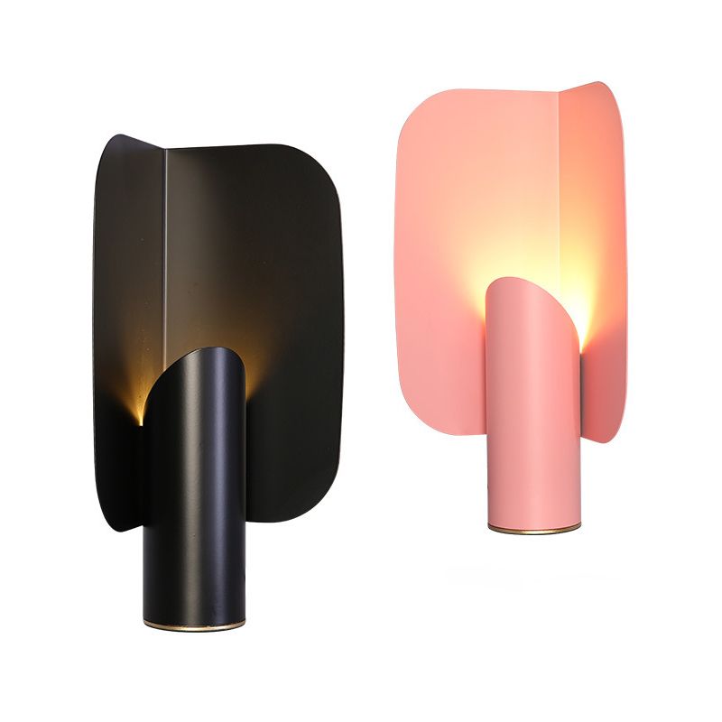Beveled Tubular Table Lamp Simple Metal 1-Light Bedroom Night Lighting with Curved Panel