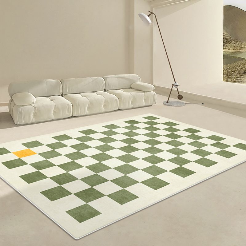 Simple Checkerboard Rug Polyester Indoor Rug Non-slip Area Carpet for Living Room and Bedroom