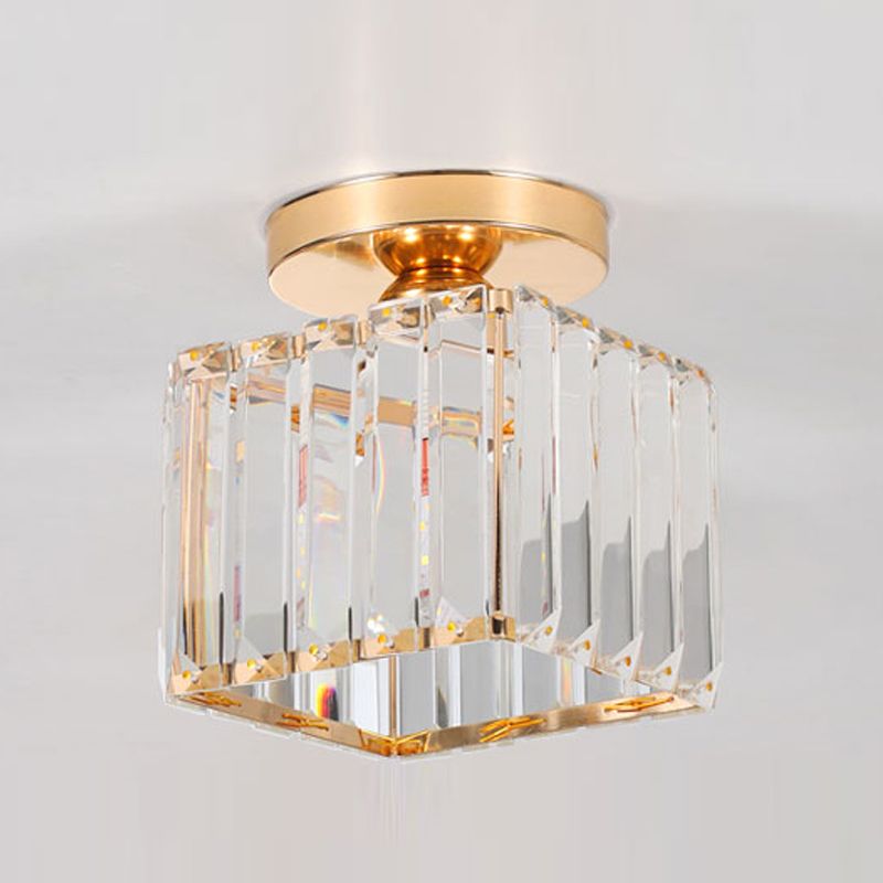 Geometry Shape Ceiling Lamp Modern Iron 1 Light Flush Mount with Hole 3'' Dia for Corridor