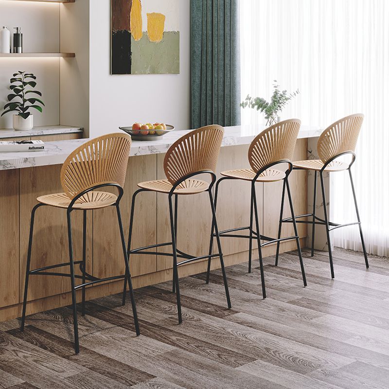 Industrial Full Back Counter Stool Armless Stackable Bar Chair with Metal Legs