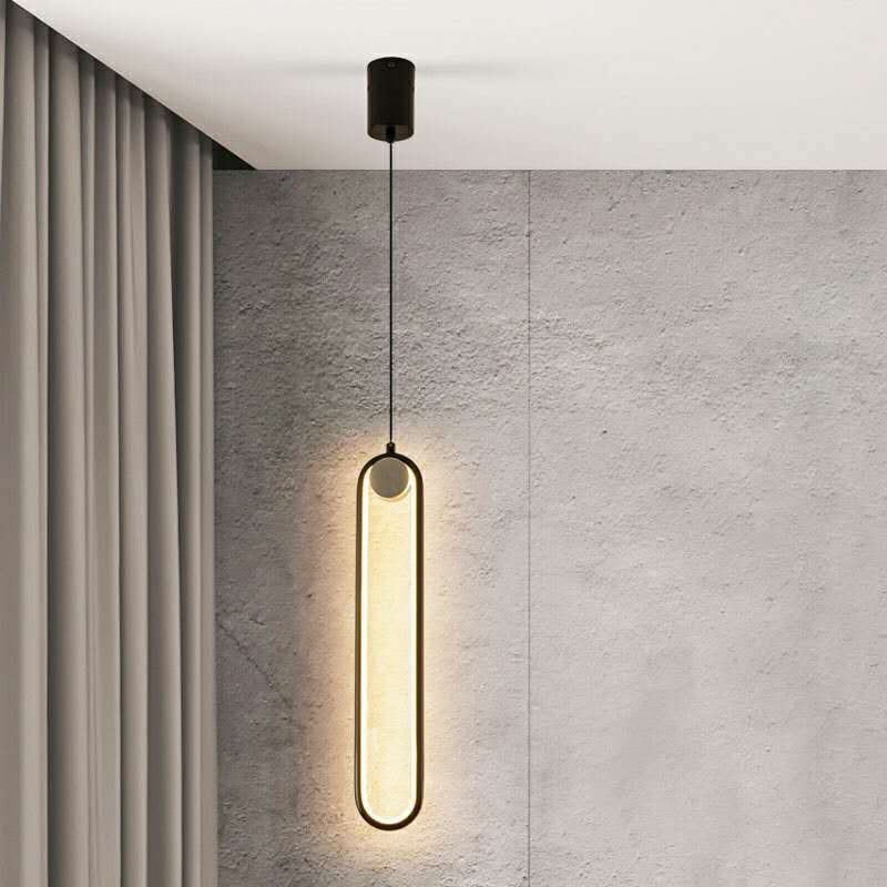 Minimalism Metal LED Hanging Ceiling Light 1-Light Linear Ceiling Pendant Light
